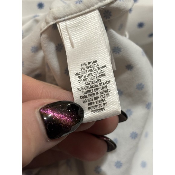 Bonobos Short Sleeve Button Down Shirt XL Long White Blue Floral Standard Fit - Picture 3 of 5